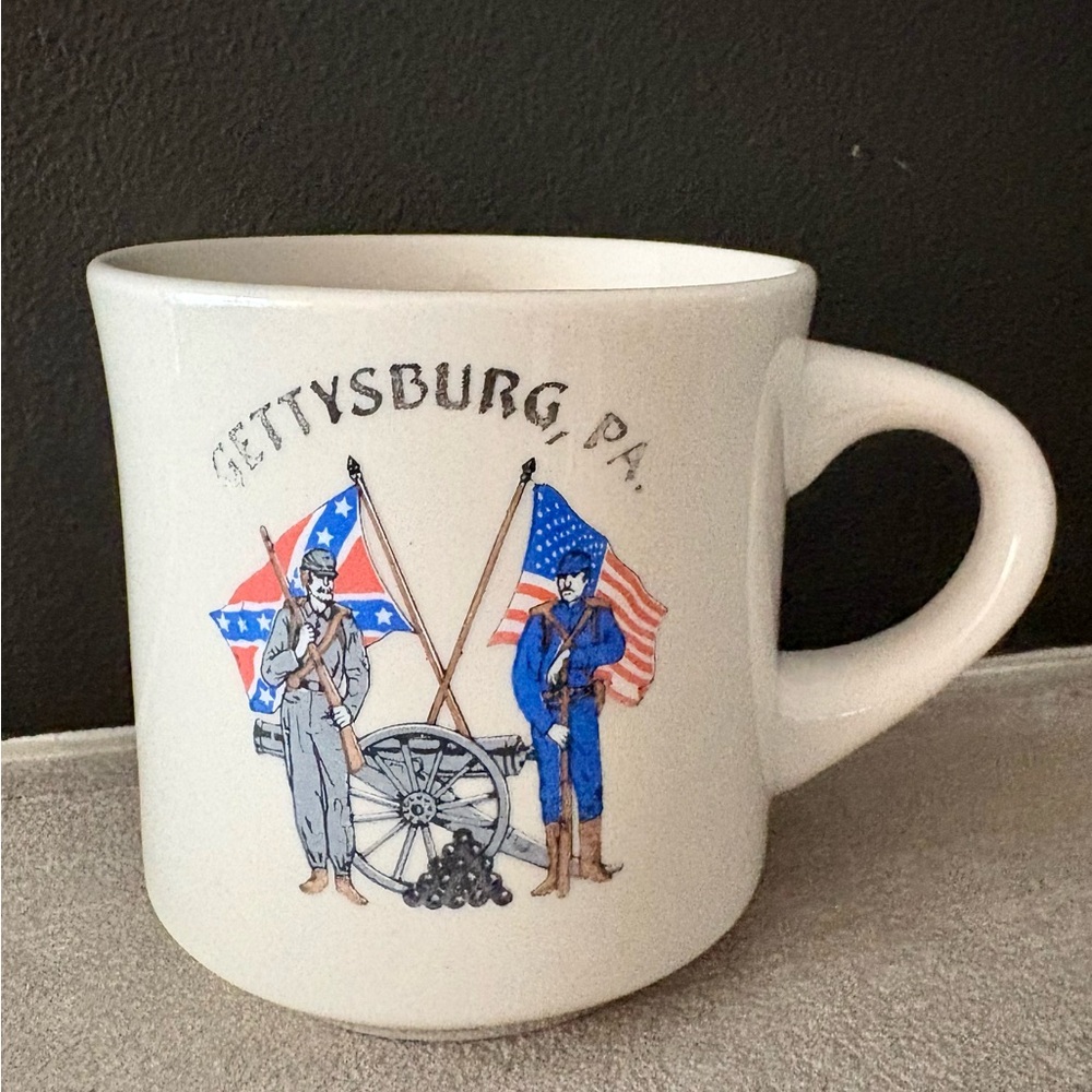 Gettysburg PA White Ceramic Coffee Mug with Historic Flag Design
